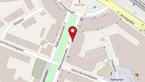 Karta över Rådhusesplanaden 16A, Umeå